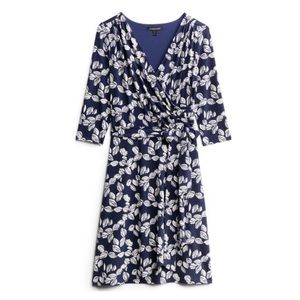 Kaylee Faux Wrap Knit Dress (Navy)